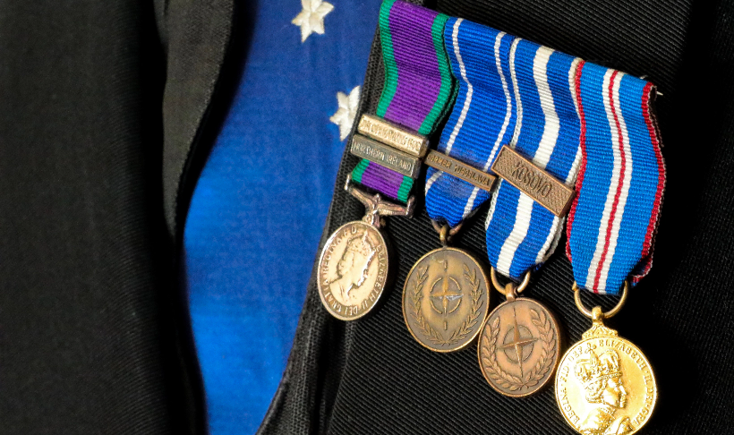 Panel Image of a verterans medals